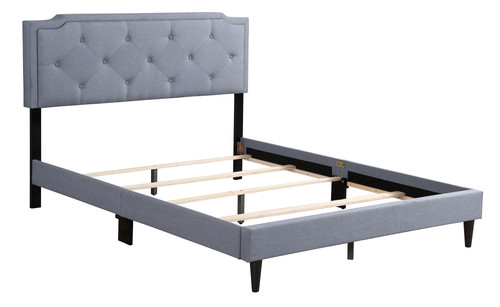 Upholstered Twill Jewel Tufted Full Panel Bed - 81" - Blue - IMAGE 1