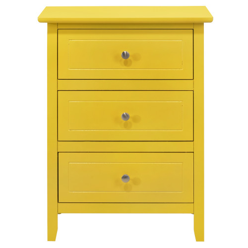 3-Drawer Wood Nightstand - 25" - Yellow - IMAGE 1