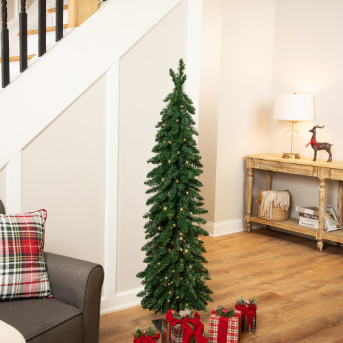 Pre-Lit Pencil Alpine Artificial Christmas Tree - 5' - Clear Lights - IMAGE 1
