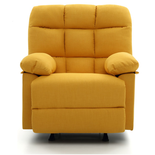 Fabric Upholstered Reclining Chair with Padded Arms - 39" - Yellow - IMAGE 1