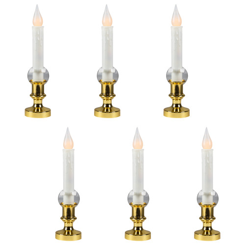 Flickering LED Window Candles with Timer - 8.5" - White - Set of 6 - IMAGE 1