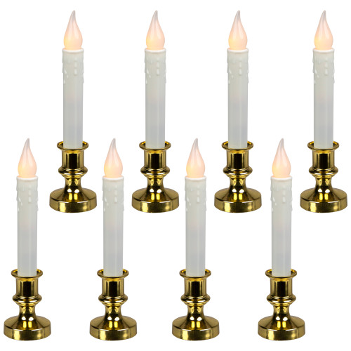 LED Flickering Window Candles with Timer - 8.5" - Set of 8 - IMAGE 1