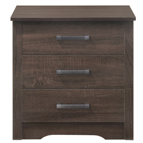 3-Drawer Wooden Nightstand - 23" - Dark Brown - IMAGE 1