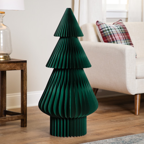 Accordion Honeycomb Foldable Paper Christmas Tree - 3' -  Dark Green - IMAGE 1