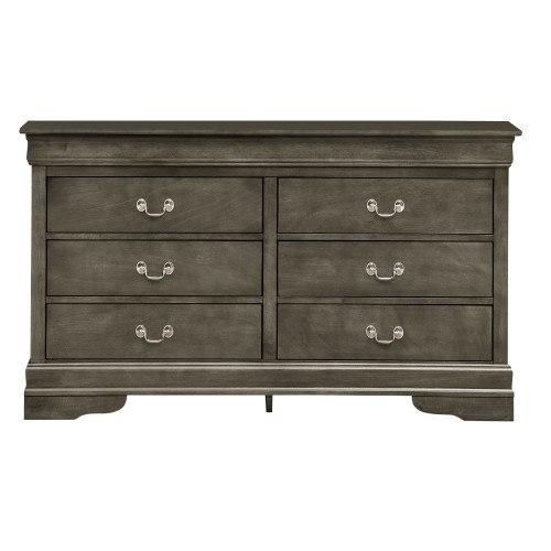 6-Drawer Wooden Bedroom Dresser - 57" - Gray - IMAGE 1