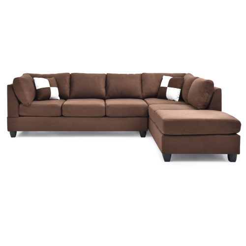 Reversible Microsuede 4-Seater Sectional Sofa - 111" - Dark Brown - IMAGE 1