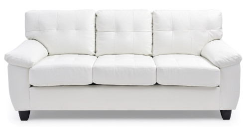Flared Arm Faux Leather Tufted Straight Sofa - 78" - White - IMAGE 1