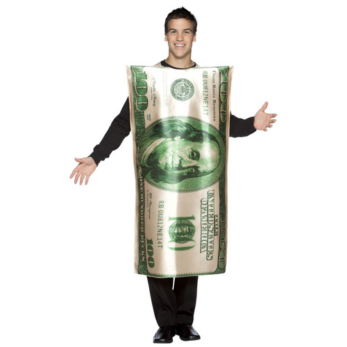 Beige and Green Adult Men Bill 100 Dollar Halloween Costume - One Size - IMAGE 1