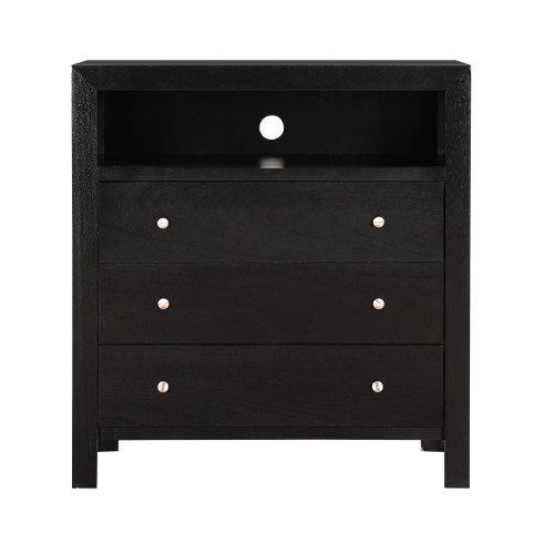3-Drawer Wooden TV Media Chest - 36" - Black - IMAGE 1