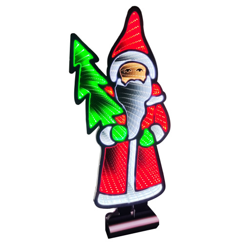 LED Lighted 3D Standing Santa Christmas Infinity Mirror - 25" - IMAGE 1