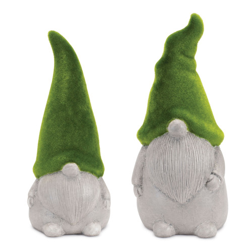 Mossy Gnome Figurines - 10" - Green and Gray - Set of 2 - IMAGE 1