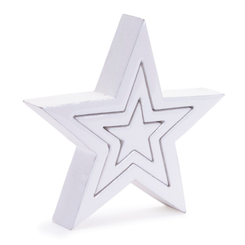 Nested Triple Star Puzzle Decoration - 8" - White - Set of 2 - IMAGE 1