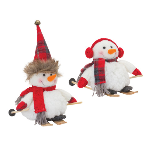 Snowman on Skis Christmas Figurines - 11" - Set of 2 - IMAGE 1