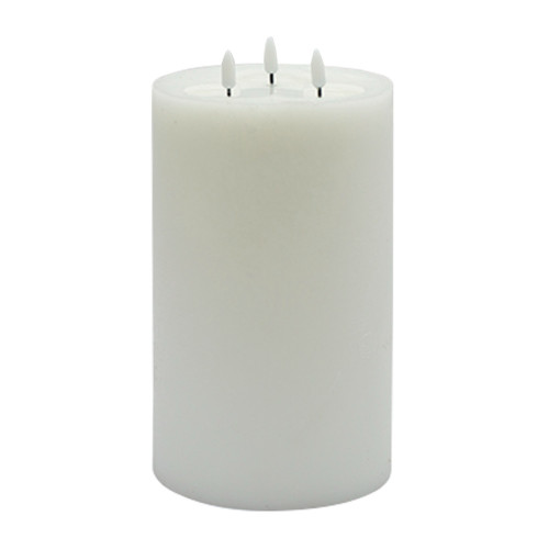 Large LED Lighted 3 Wicked Flameless Pillar Candle - 9.75" - White - IMAGE 1