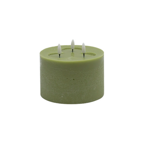 Small 3 Wicked LED Lighted Flameless Candle - 6" - Green - IMAGE 1