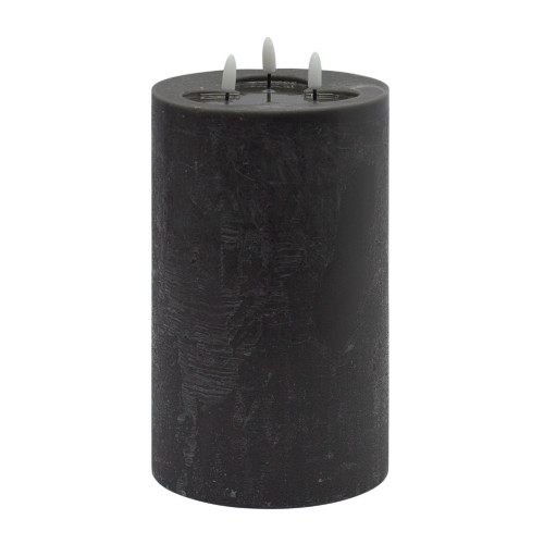 LED Lighted 3 Wicked Flameless Pillar Candle - 9.75" - Gray - IMAGE 1
