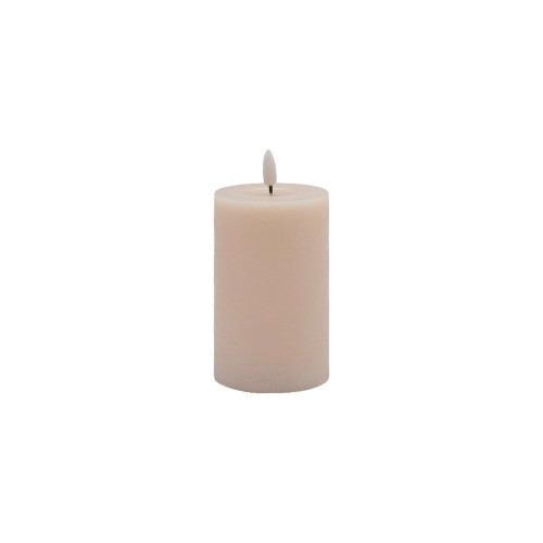 Battery Operated 3D Flame Small LED Pillar Candles - 5" - Pink - IMAGE 1