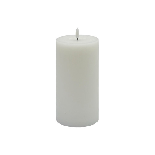 Battery Operated 3D Flame Large LED Pillar Candles - 8" - White - IMAGE 1