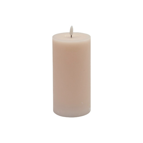 Battery Operated 3D Flame Large LED Pillar Candles - 8" - Pink - IMAGE 1