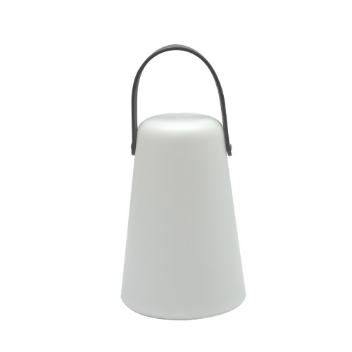 Large LED Lighted Outdoor Flameless Lantern Candle - 8" - White and Gray - IMAGE 1