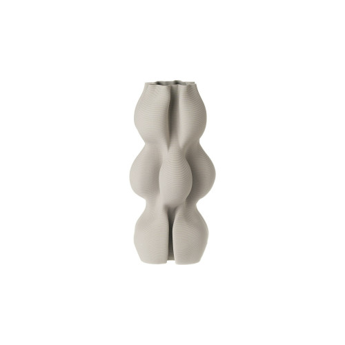 Geometric Ceramic Standing Vase - 14" - Bone Gray - IMAGE 1