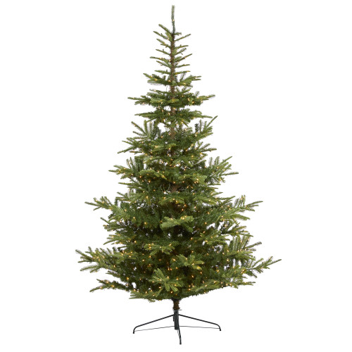 9' Pre-Lit Layered Washington Spruce Artificial Christmas Tree, Clear LED Lights - IMAGE 1