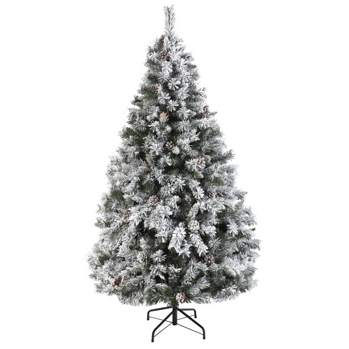 6' Flocked with White Pinecones Artificial Christmas Tree, Unlit - IMAGE 1