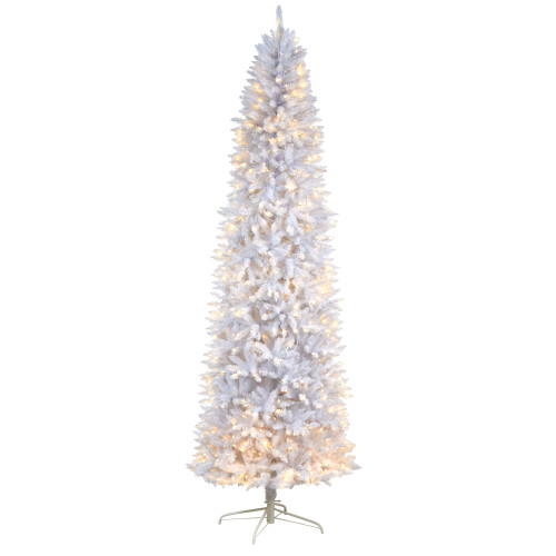 9’ Pre-Lit Slim White Artificial Christmas Tree, Clear Lights - IMAGE 1
