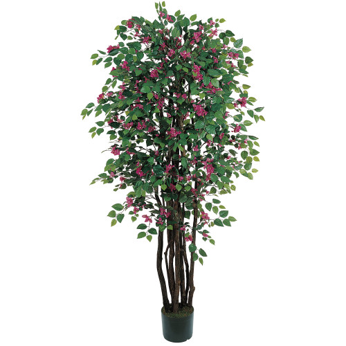 6' Bougainvillea Silk Artificial Tree with Black Pot - IMAGE 1
