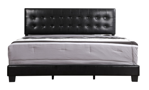 Button Tufted Full Panel Bed - 78" - Black - IMAGE 1