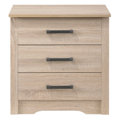 3-Drawer Wooden Nightstand - 23" - Light Brown - IMAGE 1