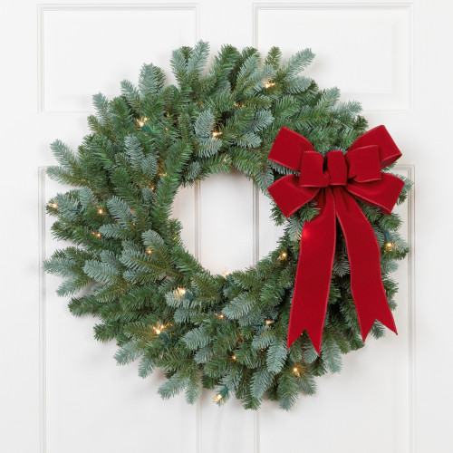 Pre-Lit Blue Spruce Artificial Christmas Wreath - 24" - Clear - IMAGE 1