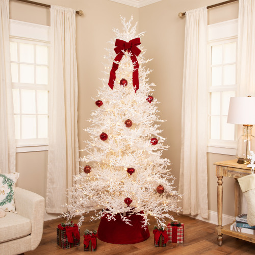 Pre-Lit Flocked Twig Artificial Christmas Tree - 7.5' - Warm White LED - IMAGE 1