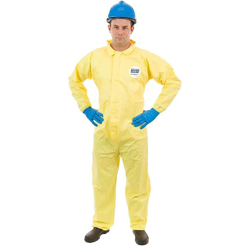 Adult Unisex Multipurpose Disposable Coveralls - Size 2XL - Yellow - Pack of 12 - IMAGE 1