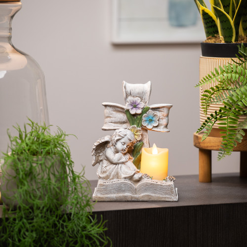 Angels Walk Among Us Flameless Cherub Candle Holder - 8" - IMAGE 1