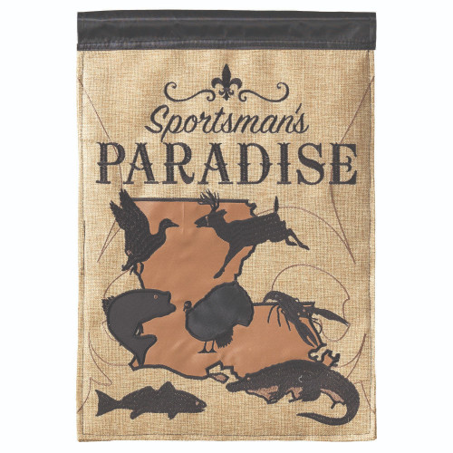Sportsman's Paradise Louisiana Embroidered Outdoor House Flag - 42" x 29" - IMAGE 1