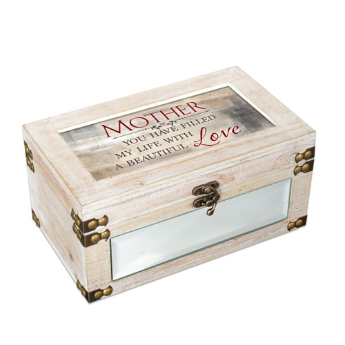 9.75" Camel Brown and Red Mother's Love Themed Rectangular Music Box - IMAGE 1