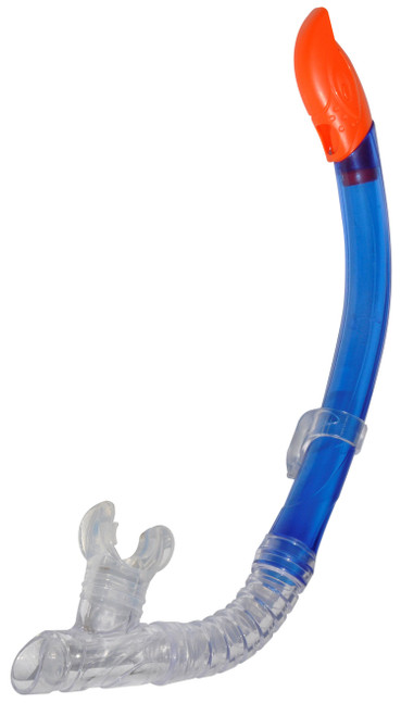 Dry Top Silicone Snorkel with Purge Valve – 17" - Blue & Orange - IMAGE 1
