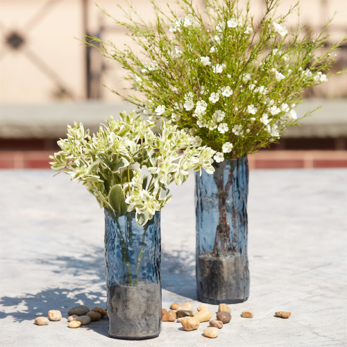 Wavy Glass Cylindrical Vases - 9.75" - Set of 2 - IMAGE 1