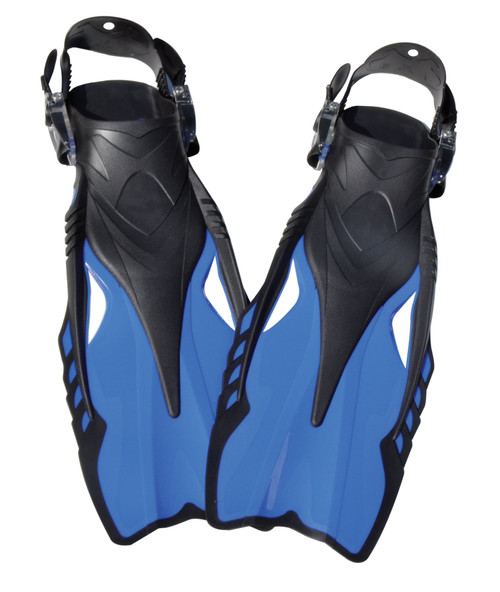 Adjustable Swimming Fins with Heel Strap - Size 7-8.5 - Blue and Black - IMAGE 1