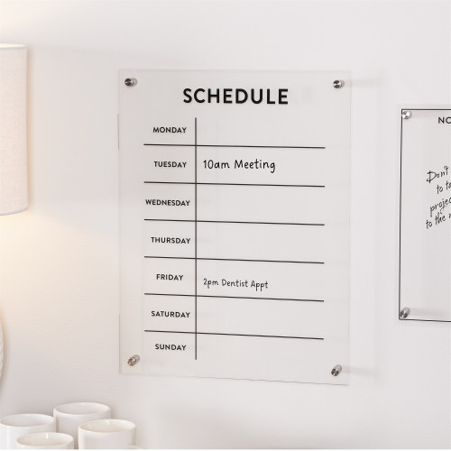 Weekly Calendar Acrylic Dry Erase Board - 19" - IMAGE 1