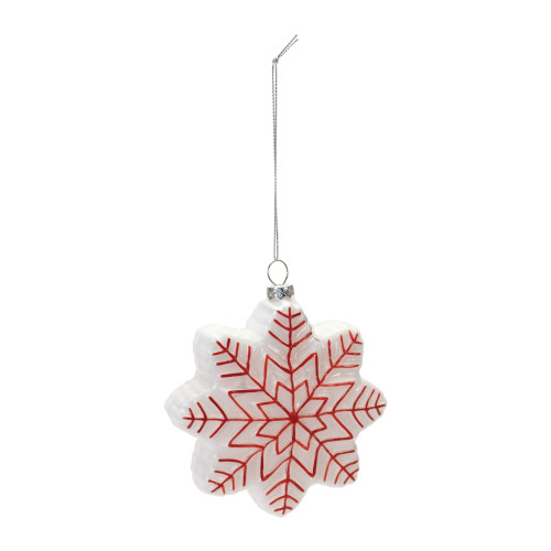 Snowflake Glass Christmas Ornaments - 5" - 12ct - IMAGE 1