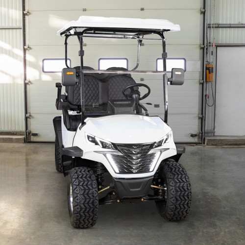 4 Passenger Electric Golf Cart with Roof - White/Black - IMAGE 1