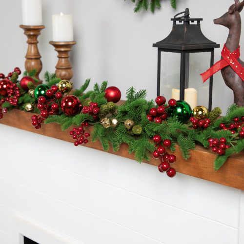 Pine with Ornaments and Berries Artificial Christmas Garland - 5' - Unlit - IMAGE 1