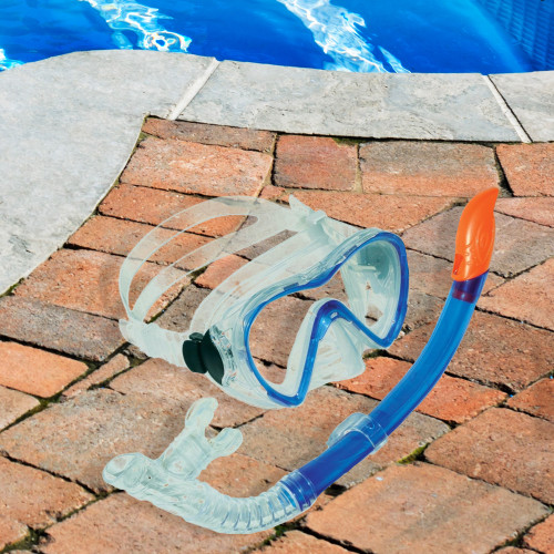 Adult Mask and Dry Top Snorkel with Purge Valve Silicone Scuba Set - 16" - IMAGE 1