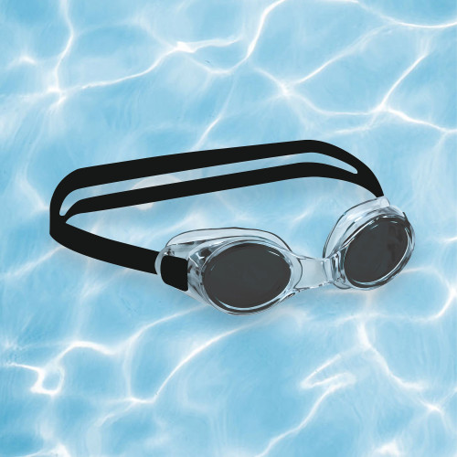 Adult and Youth Fitness Silicone Swimming Goggles - Black - IMAGE 1
