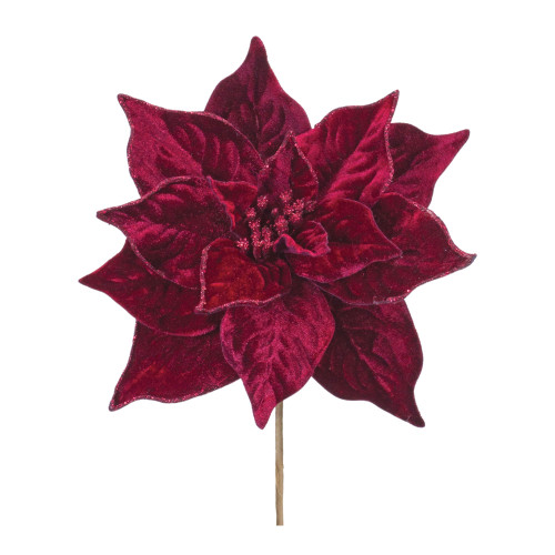 Artificial Glittered Poinsettia Stem Spray - 21" - Set of 6 - IMAGE 1