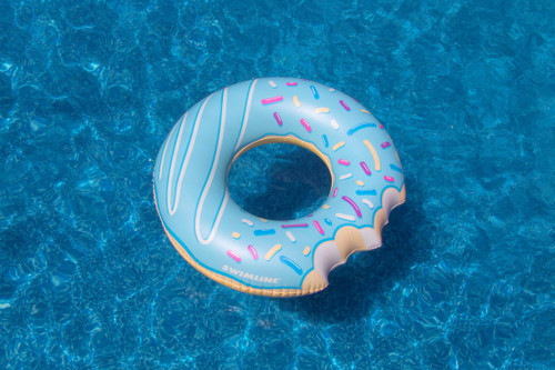 Inflatable Donut Swimming Pool Ring - 42" - Blue - IMAGE 1