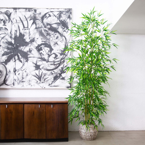 Potted Bamboo Artificial Tree - 8' - Green - IMAGE 1