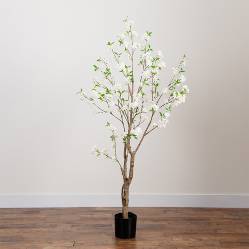 Deluxe Cherry Blossom Artificial Potted Tree - 6' - White - IMAGE 1